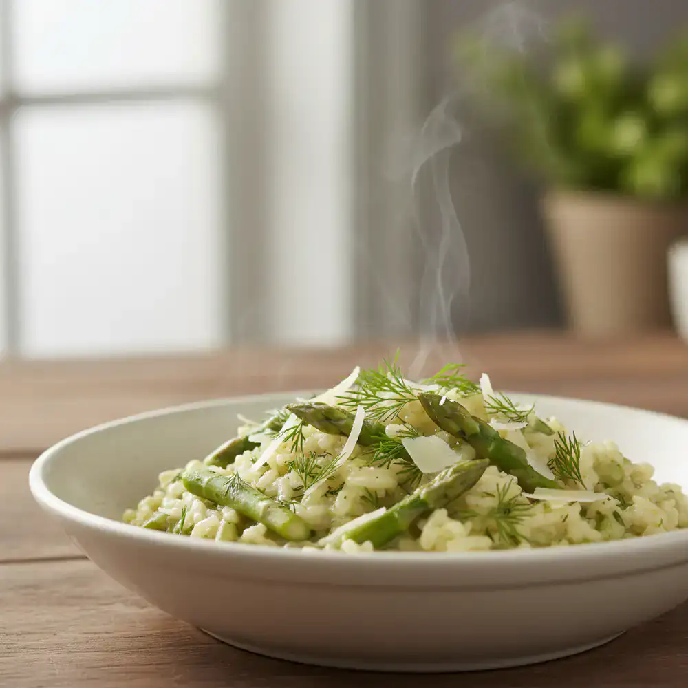 Risotto met groene asperges en dille