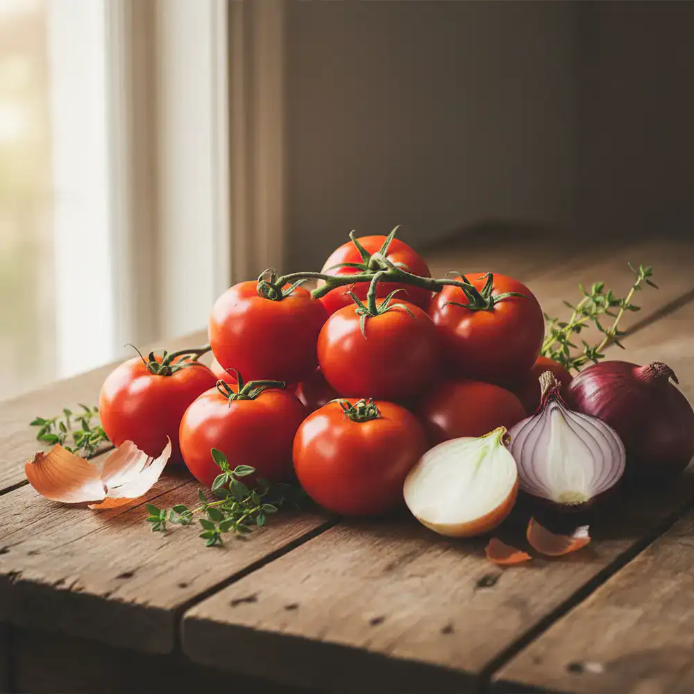 Versgebakken tomatengalette op een houten plank